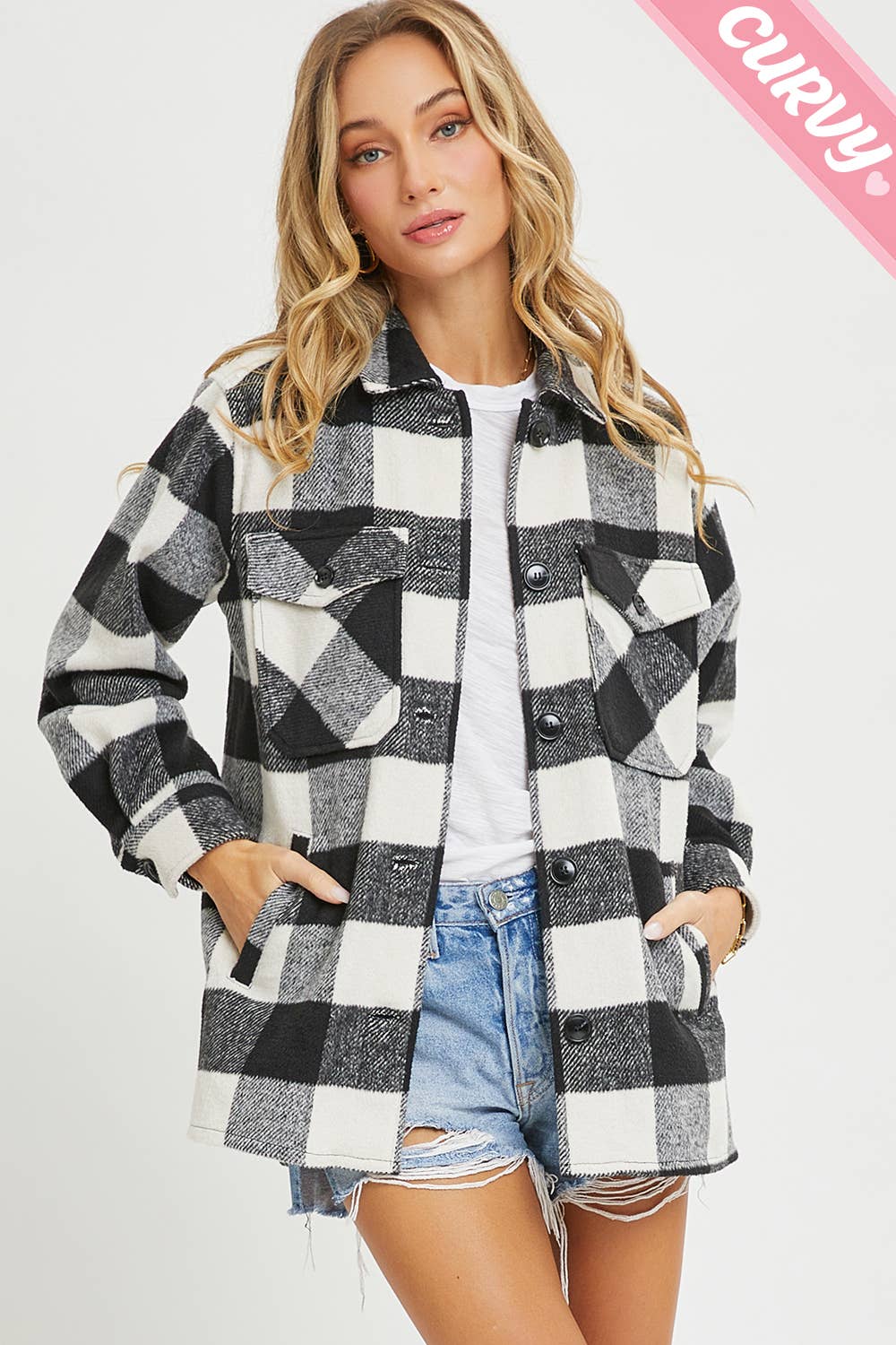 Sweet Lovely by Jen – wholesale Shirt Jacket/Shacket - Women’s – PLUS SIZE FLANNEL OUTEWERAR SHACKET21