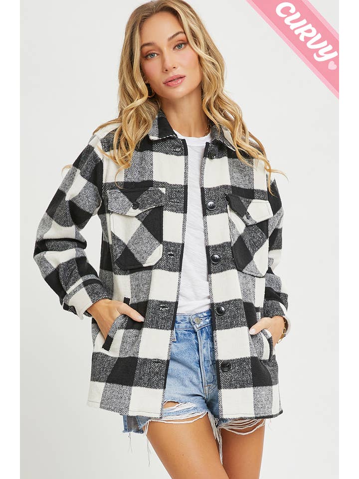 Sweet Lovely by Jen – wholesale Shirt Jacket/Shacket - Women’s – PLUS SIZE FLANNEL OUTEWERAR SHACKET21