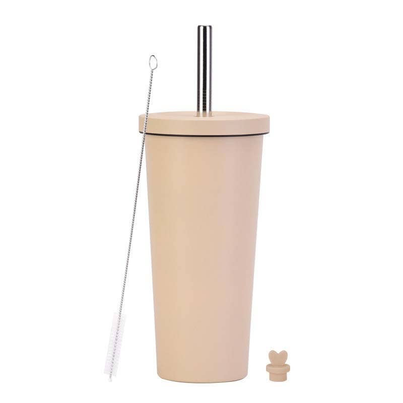 Candles Meta - Wholesale Insulated Mug/Tumbler - 710ml Silid Color Milk Tea Stainless Steel Cup with Straw6