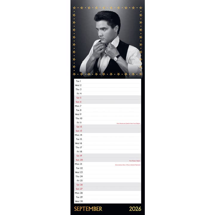BrownTrout Publishers - Wholesale Calendar - Elvis 2026 Slimline Wall Calendar - Music1
