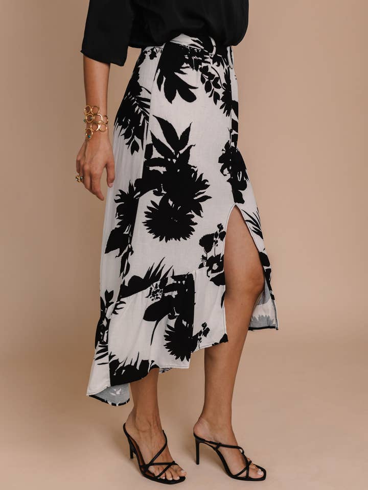 Slit High Waist Printed Skirt for wholesale by Bynes New York