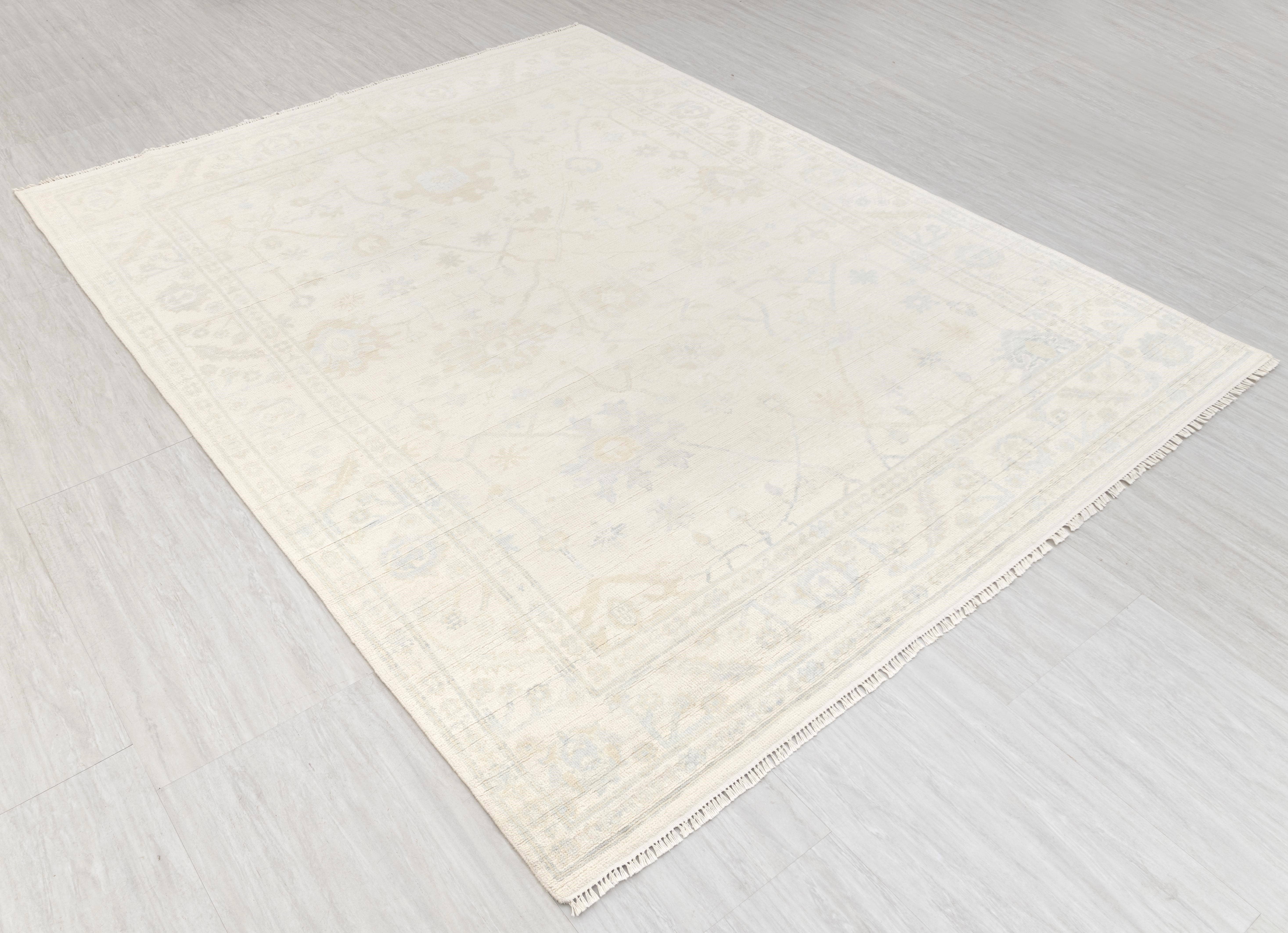 Aesthetic Homes LLC - Wholesale Area Rug - Ivory Cream Oushak Rug | Neutral Wool Hand-Knotted J-16593