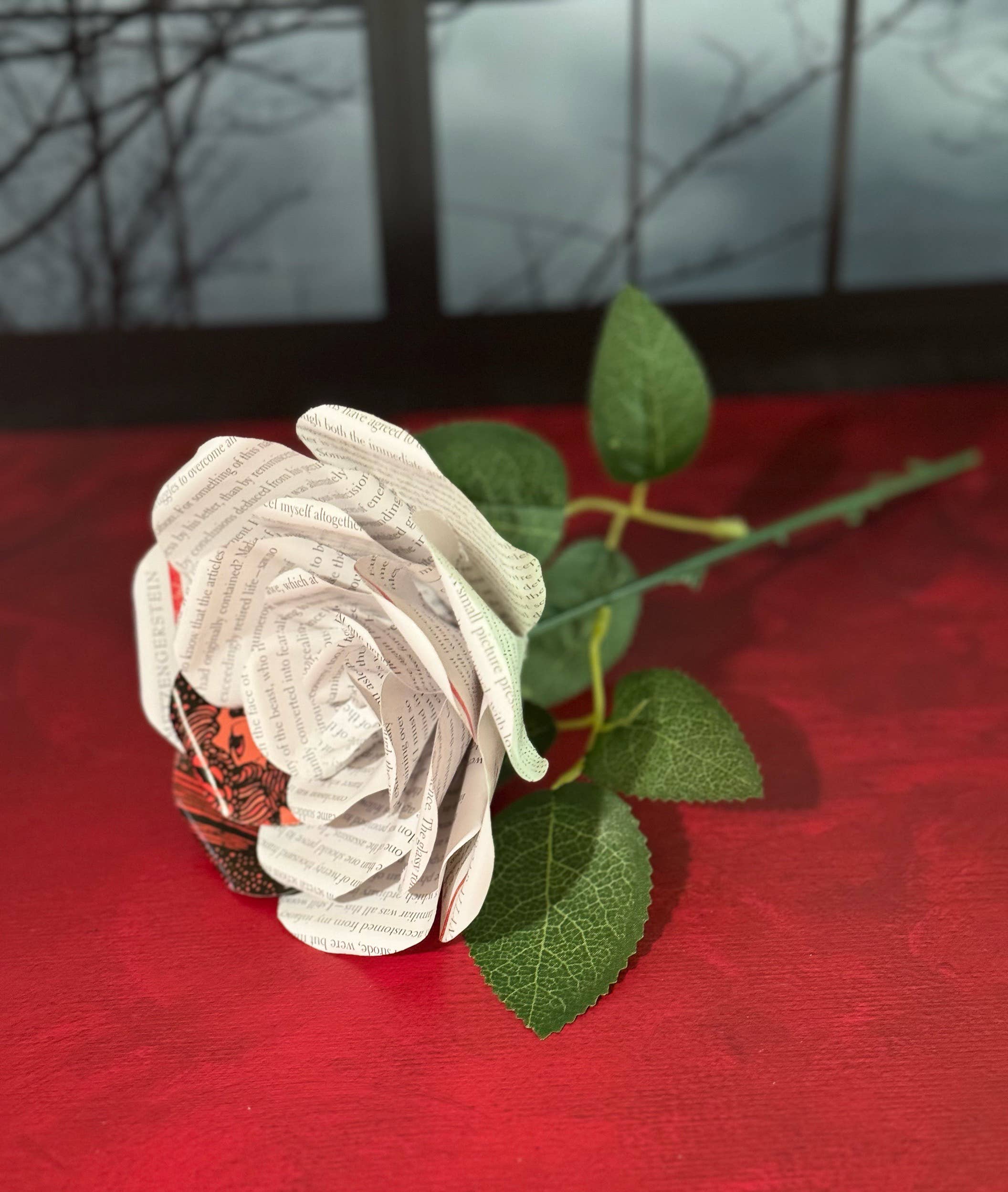 Literary Blooms - Wholesale Artificial Flowers - Edgar Allen Poe Paper Rose made from Upcycled Books- 3 Sizes5