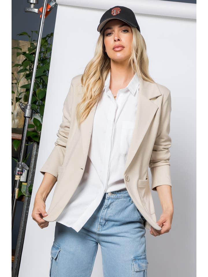 26 International - Wholesale Blazer - Women's - Ponte One Button Front /w Patch Pocket Blazer2