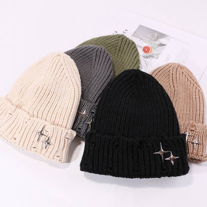 MKS America - Wholesale Beanie - Women's - Winter vintage ripped doji knit beanie1