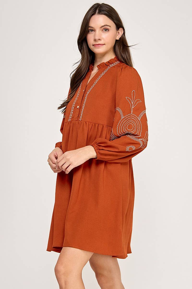 Vanilla Monkey – wholesale Klänning - Dam – Broderad långärmad klänning2