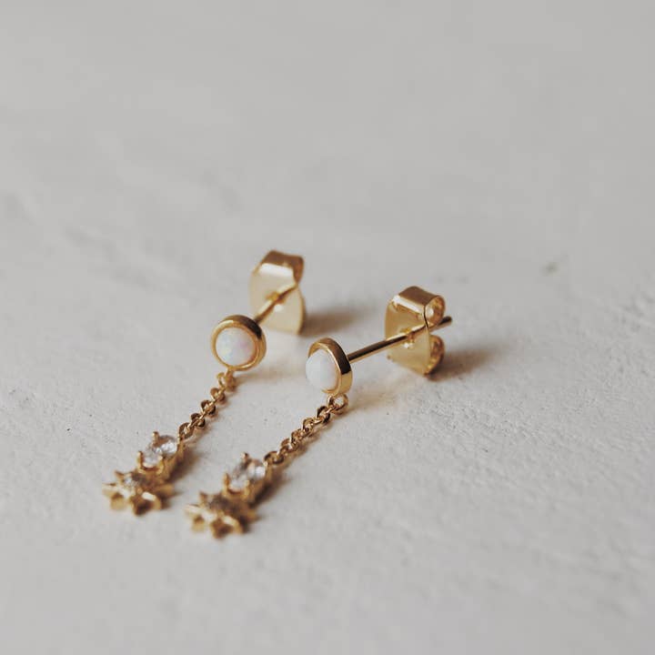 Olive Branch Jewelry & Co. - Wholesale Dangle Earrings - Opal and Star Drop Stud Earrings- Olive x Honey Haus