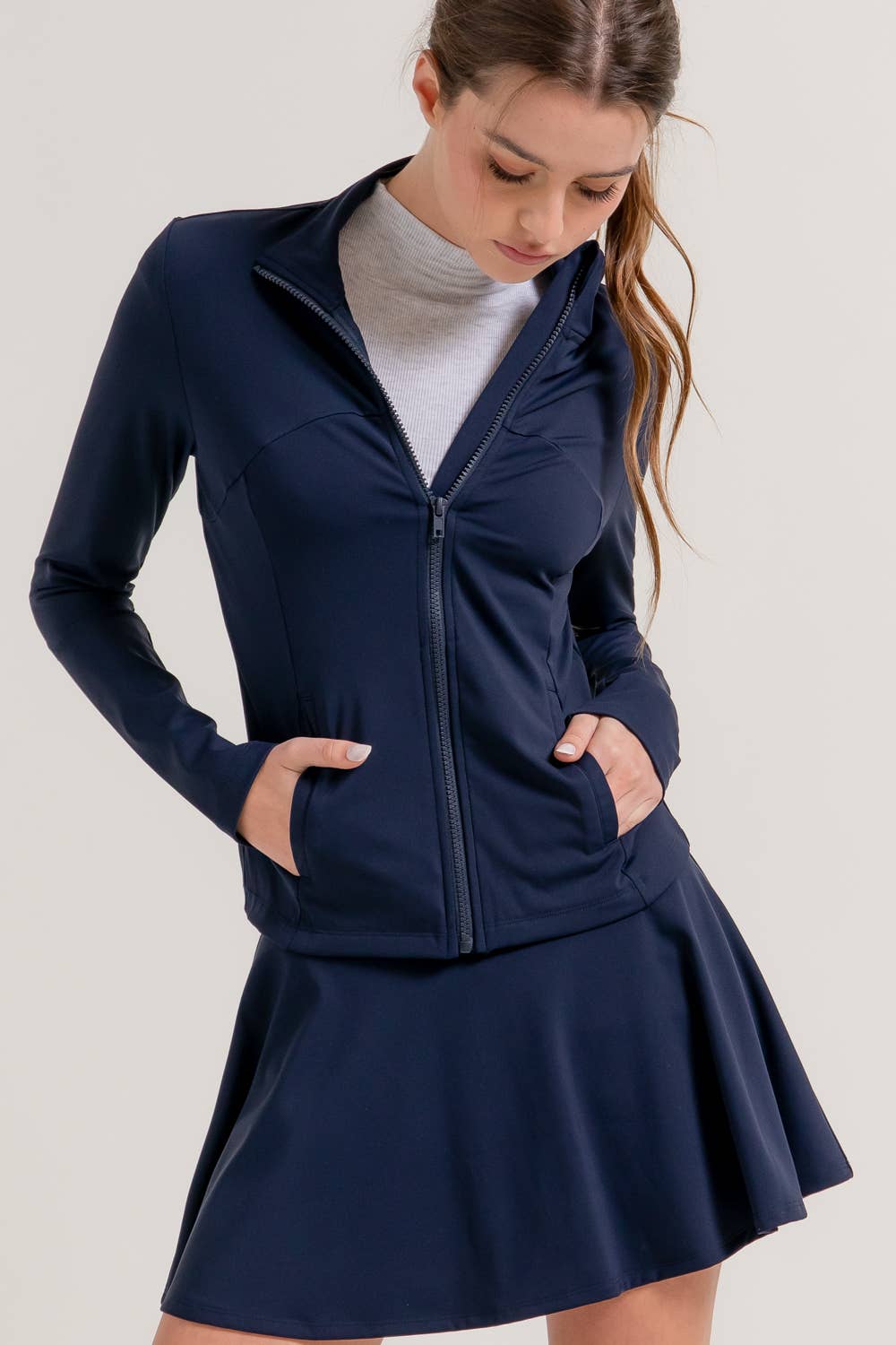 Active Basic | Active USA - Wholesale Athletic Jacket - Women's - Long Sleeve Mock Neck Seam Detail Workout Jacket17