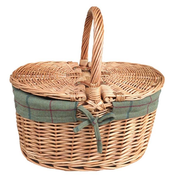 Large Light Steamed Oval Butterfly Lidded Picnic Basket for wholesale by Red Hamper