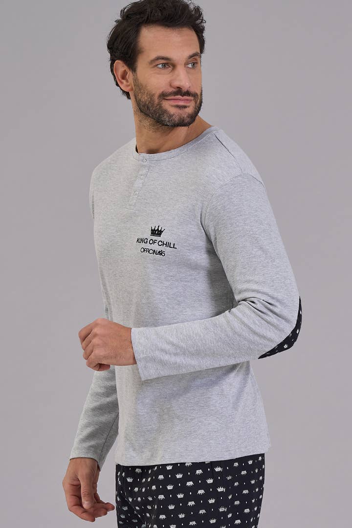 Love And Bra - Wholesale Sleepwear Set - Men's - 97999M Long Pajamas in Interlock1