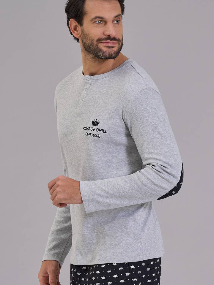 Love And Bra - Wholesale Sleepwear Set - Men's - 97999M Long Pajamas in Interlock1