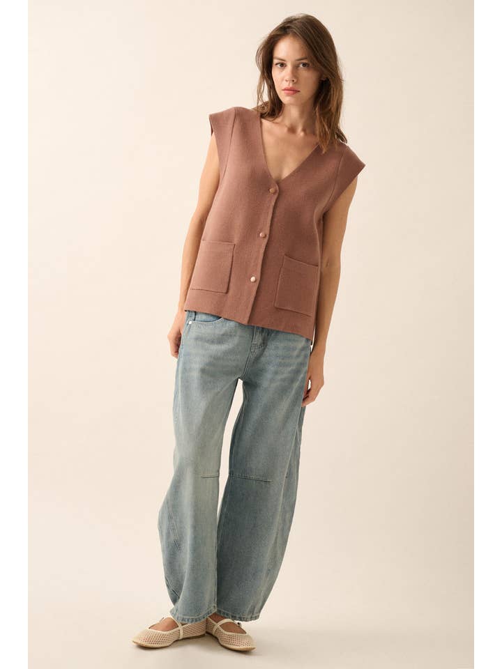 Promesa USA - Wholesale Cardigan - Women's - Solid V-Neck Cap-Sleeve Button-Front Cardigan12