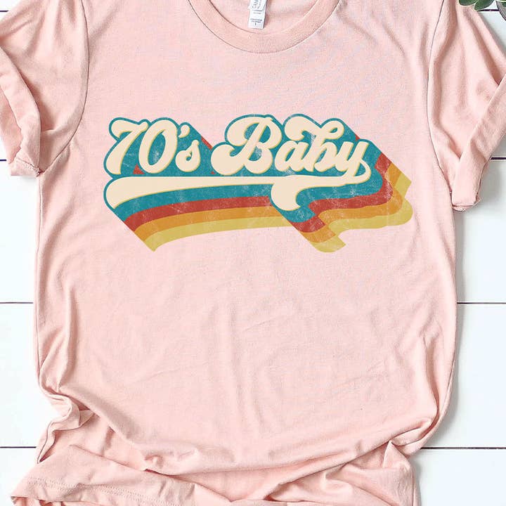 Retro 70s Baby Graphic Tee for wholesale by Kissed Apparel