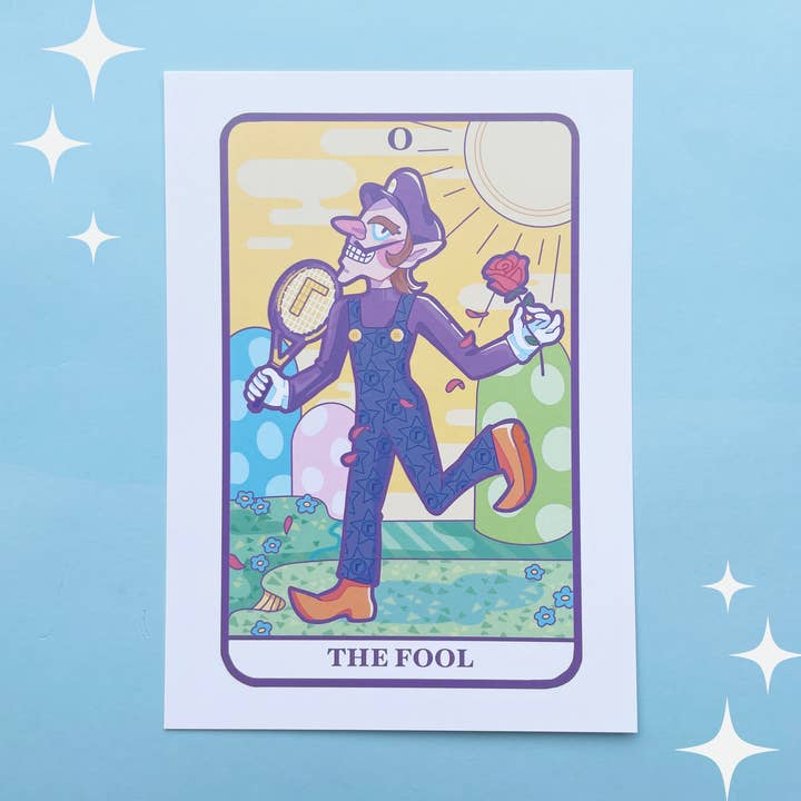 Waluigi Video Game 5x7 Tarot Art Print for wholesale by Easybriizy Draws