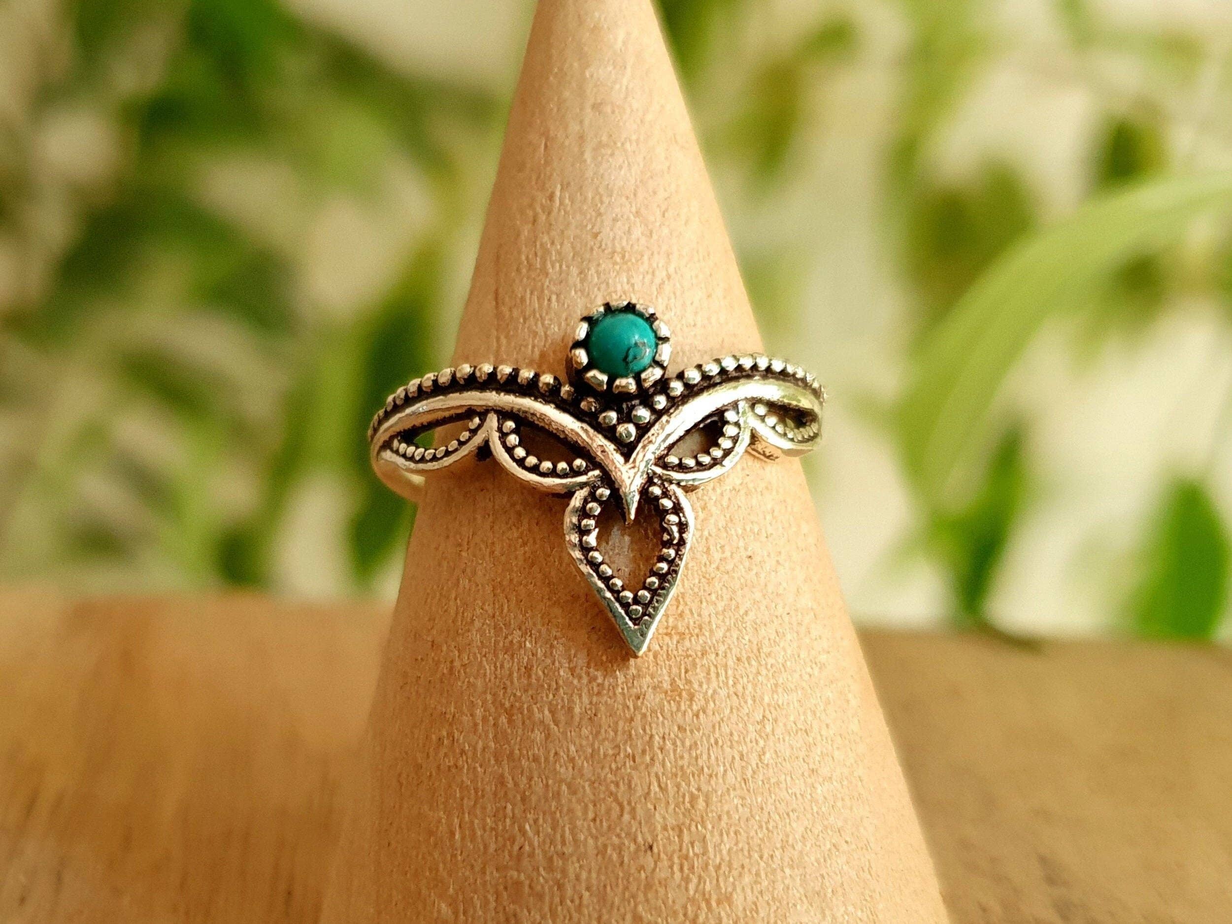 Kaali Boutique – wholesale Band/stacked ring – Ethnic style Silver & Turquoise / Boho / Bohemian / Psy / Rustic / Tribal / Gypsy / Festival / Healing / Festival