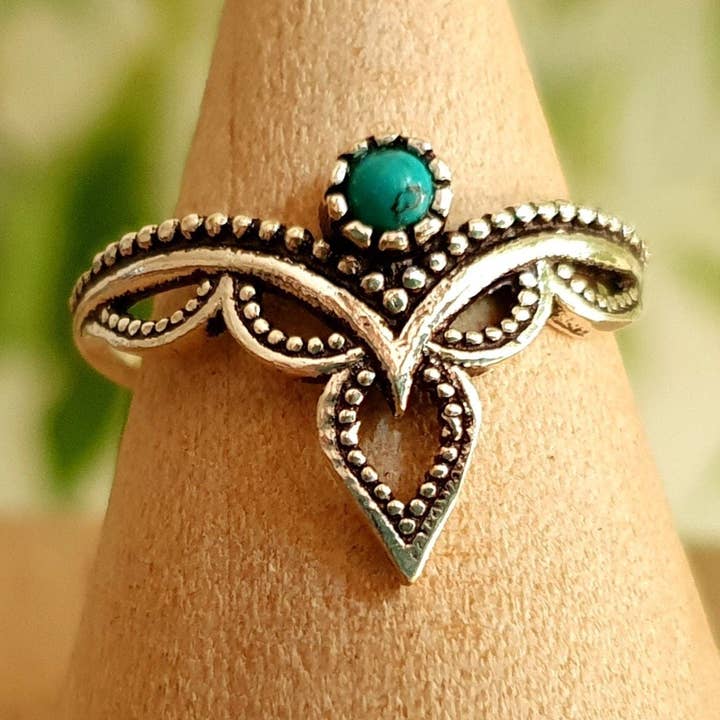 Kaali Boutique – wholesale Band/stacked ring – Ethnic style Silver & Turquoise / Boho / Bohemian / Psy / Rustic / Tribal / Gypsy / Festival / Healing / Festival0