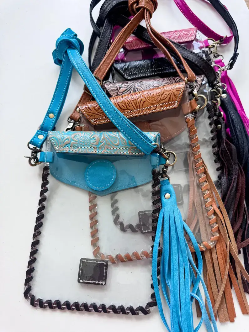 Boho Ranch Shop - Wholesale Crossbody Bag - Women's - Phone Clear Crossbody Western Tooled Leather Mobile Purse2