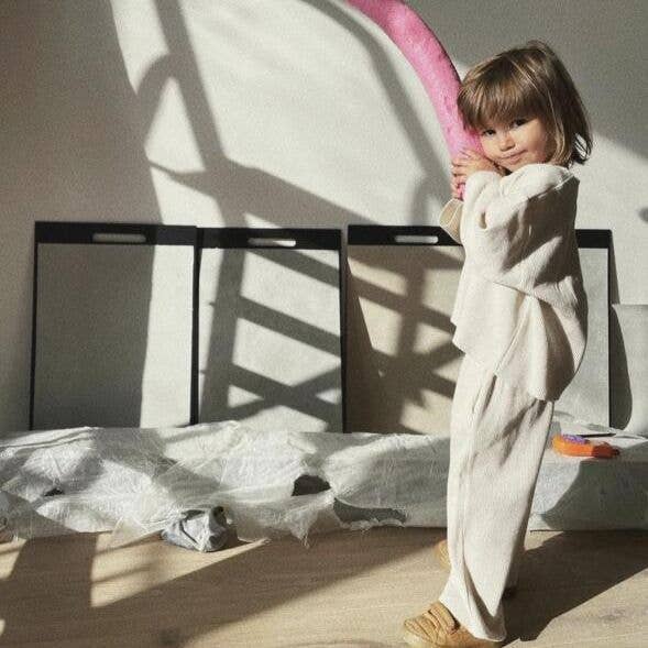 beige 18M-6Y Unisex Tvådelat Set Loungekläder Våffeltoppar & Byxor Grossist Småbarnskläder för wholesale på Faire0