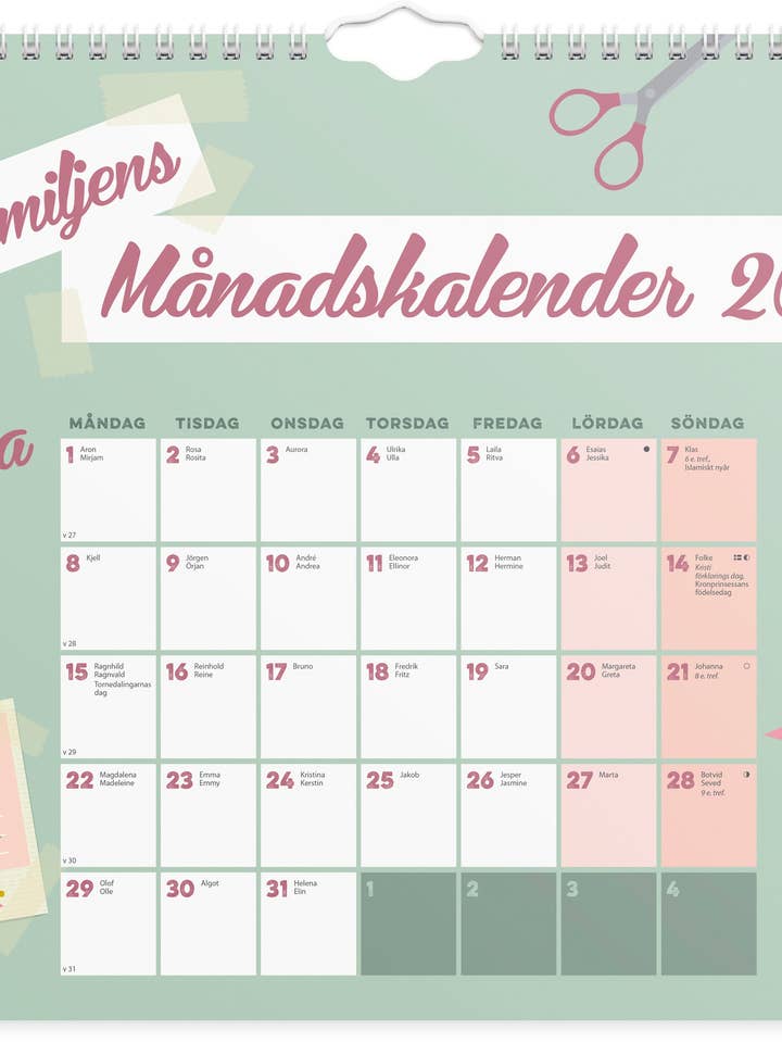 Familiekalender 2024 Familiemånedskalender for engroshandel hos Burde Publishing AB