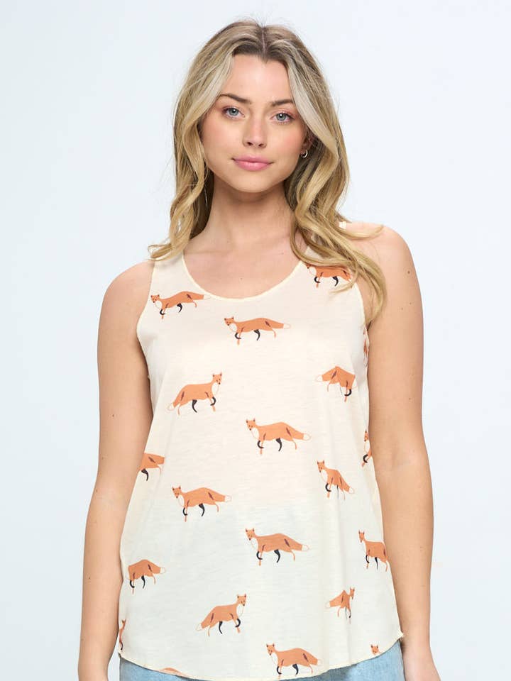 FOX PRINT TANK TOP for wholesale by SM WARDROBE