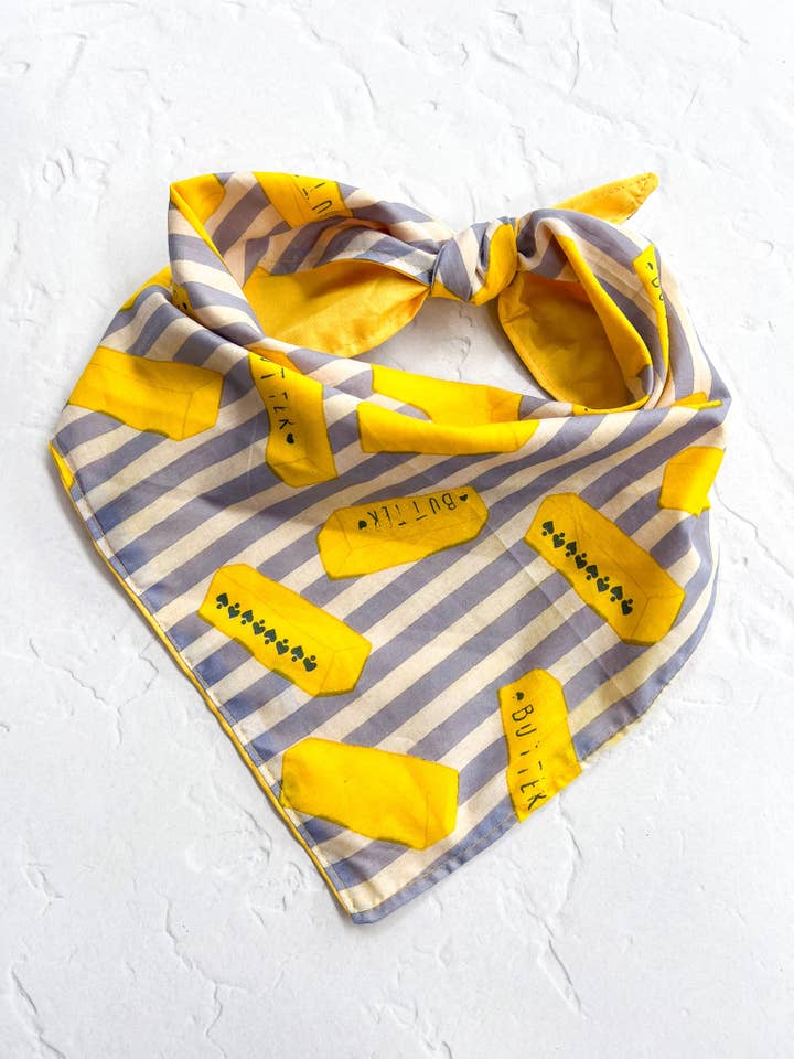 Butter Bandana Blue and White Stripe for wholesale by Velvet Outlaw