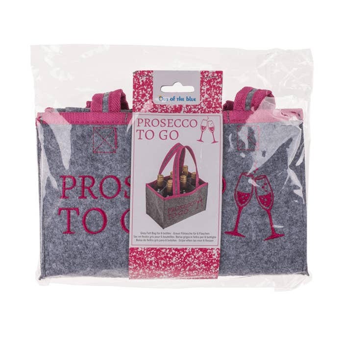 Out of the blue KG - Wholesale Wine Tote - Grey Felt Bag, Prosecco to go,1