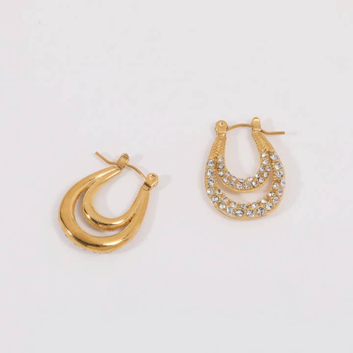 MeloMelo - Wholesale Hoop Earrings - Beth - Oval Double Crystal Pavé Hoop Earrings4