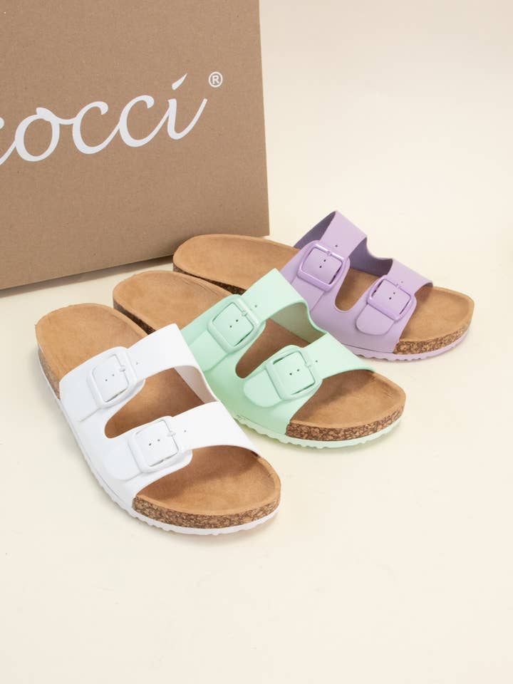 CCOCCI - Wholesale Sandals - Women's - AUDRINA COLOFUL DOUBLE BUCKLE STRAP SANDAL
