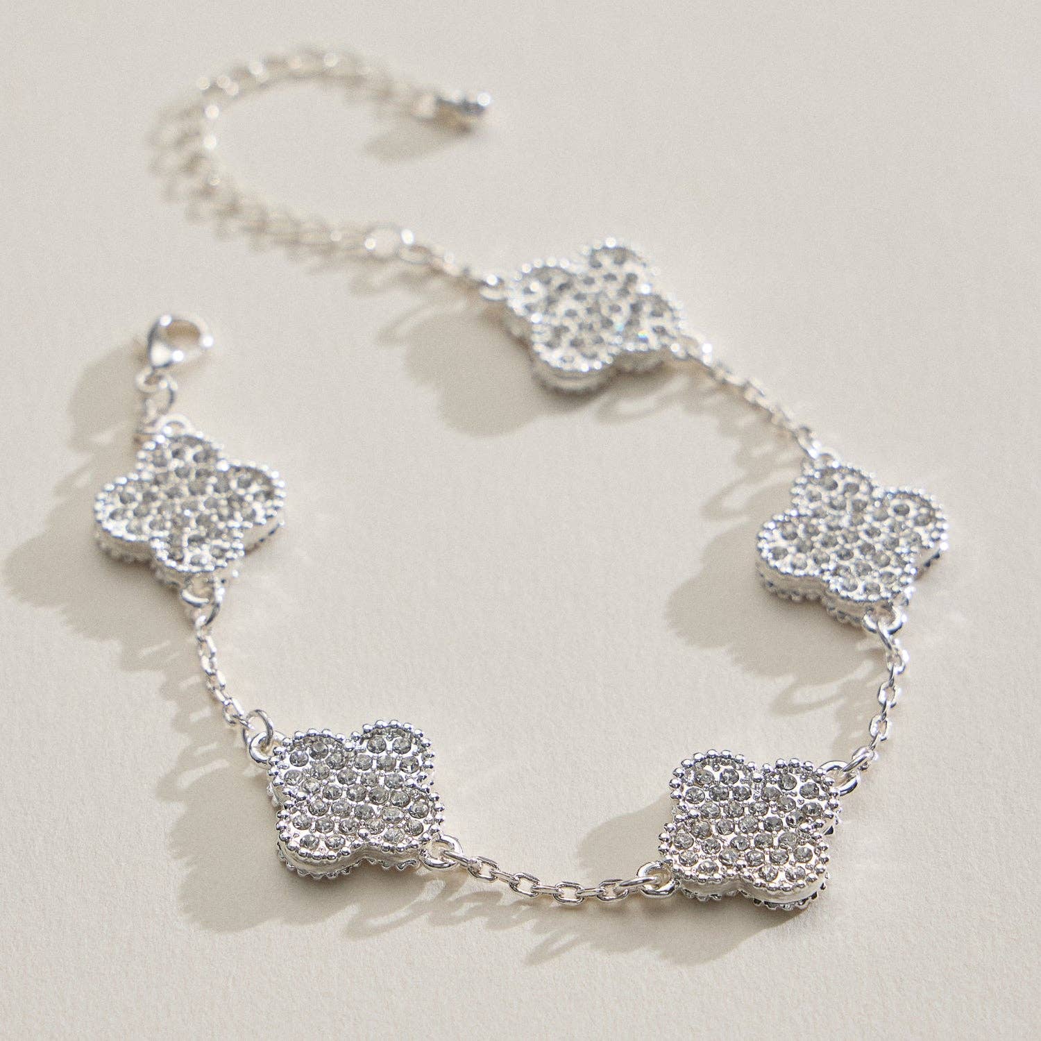 Frem - Wholesale Charm/Dangle Bracelet - Gold Chain Bracelet with Crystal Flower Charms16