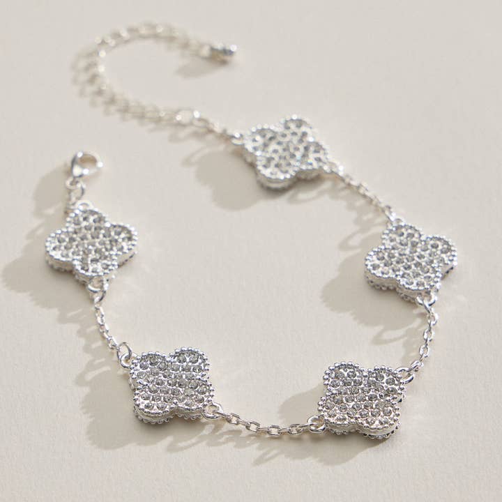 Frem - Wholesale Charm/Dangle Bracelet - Gold Chain Bracelet with Crystal Flower Charms16