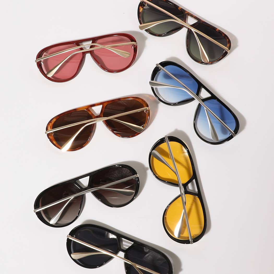  ASSORTED COLOR Tinted Lenses Retro Aviator Sunglasses for wholesale on Faire2
