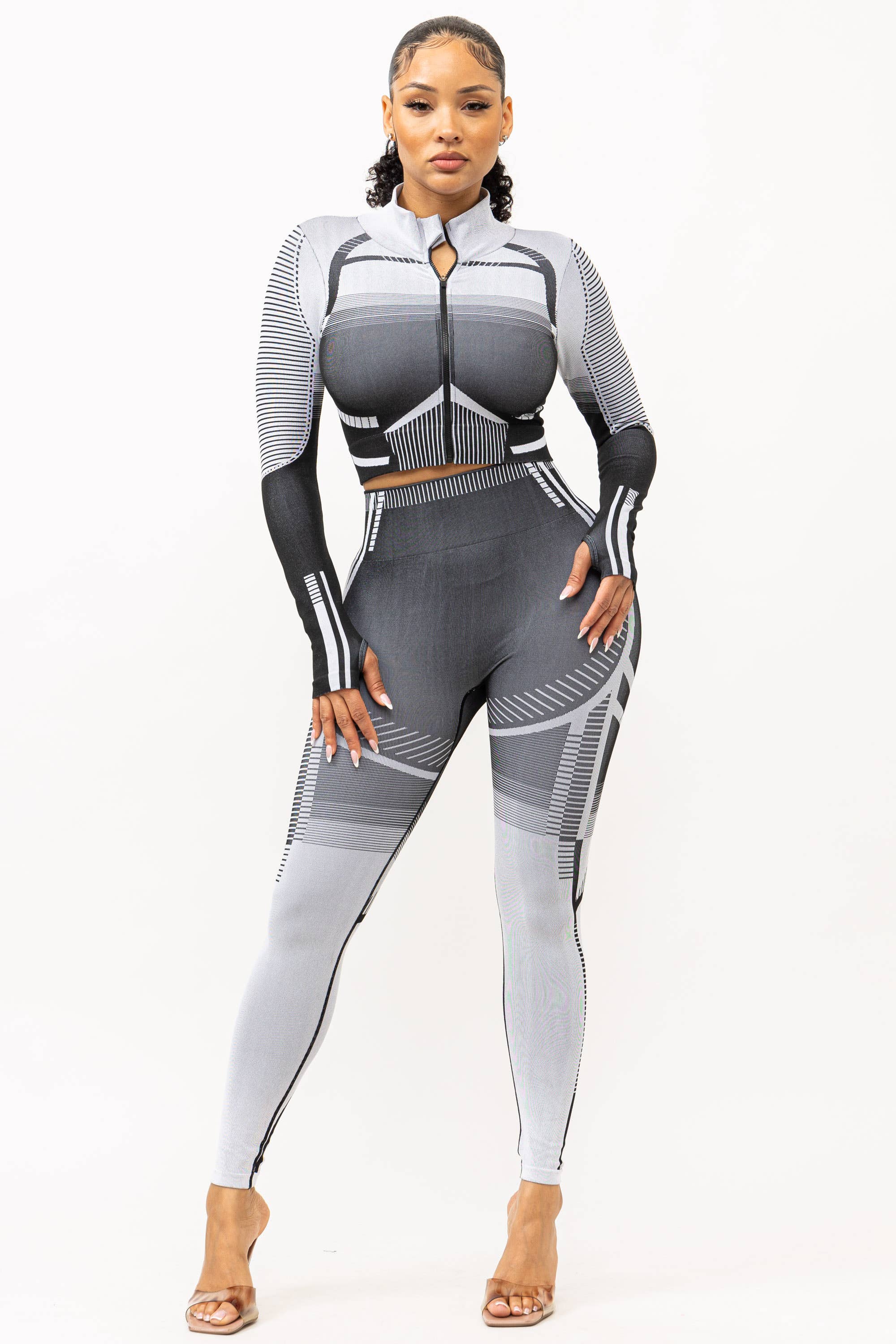 Boswell - Wholesale Activewear Set - Women's - SEAMLESS MOCK NECK TRACK SUIT SET4