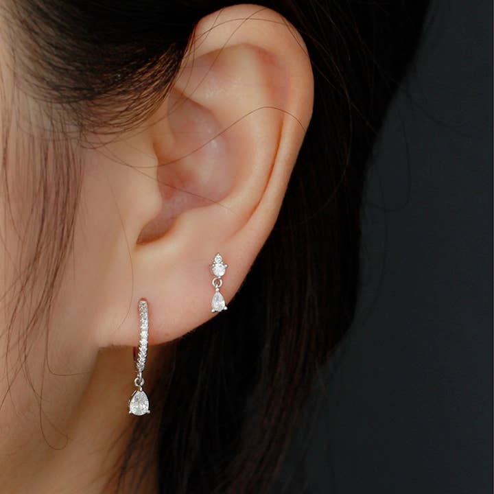 Perimade & Co. LLC - Wholesale Huggie earrings - Color Gemstone Drop Huggie Earrings in 925 Sterling Silver1