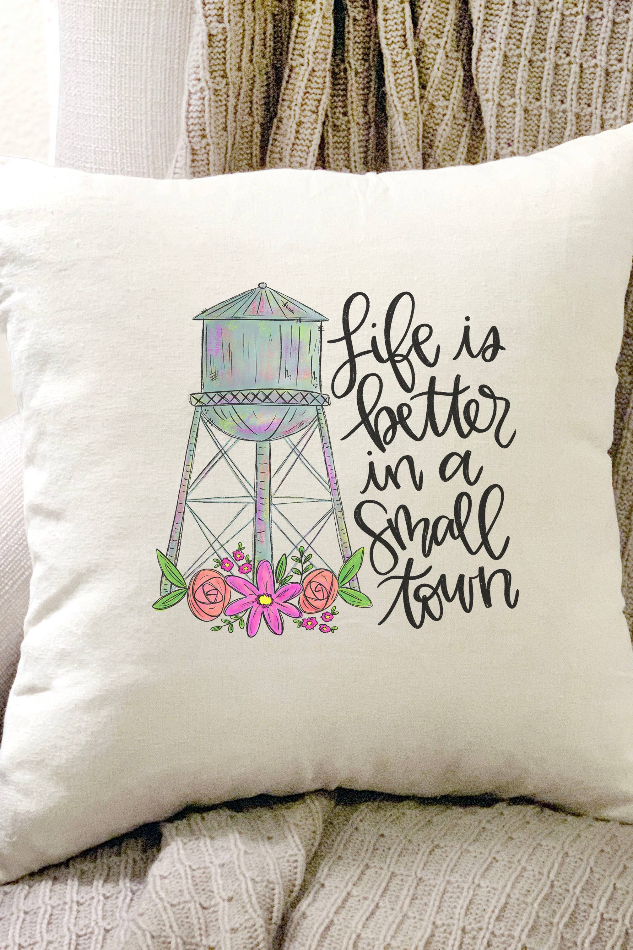 Cali Boutique Wholesale - Wholesale Throw Pillow Cover - Life is Better in a Small Town Pillow Cover NO INSERT0