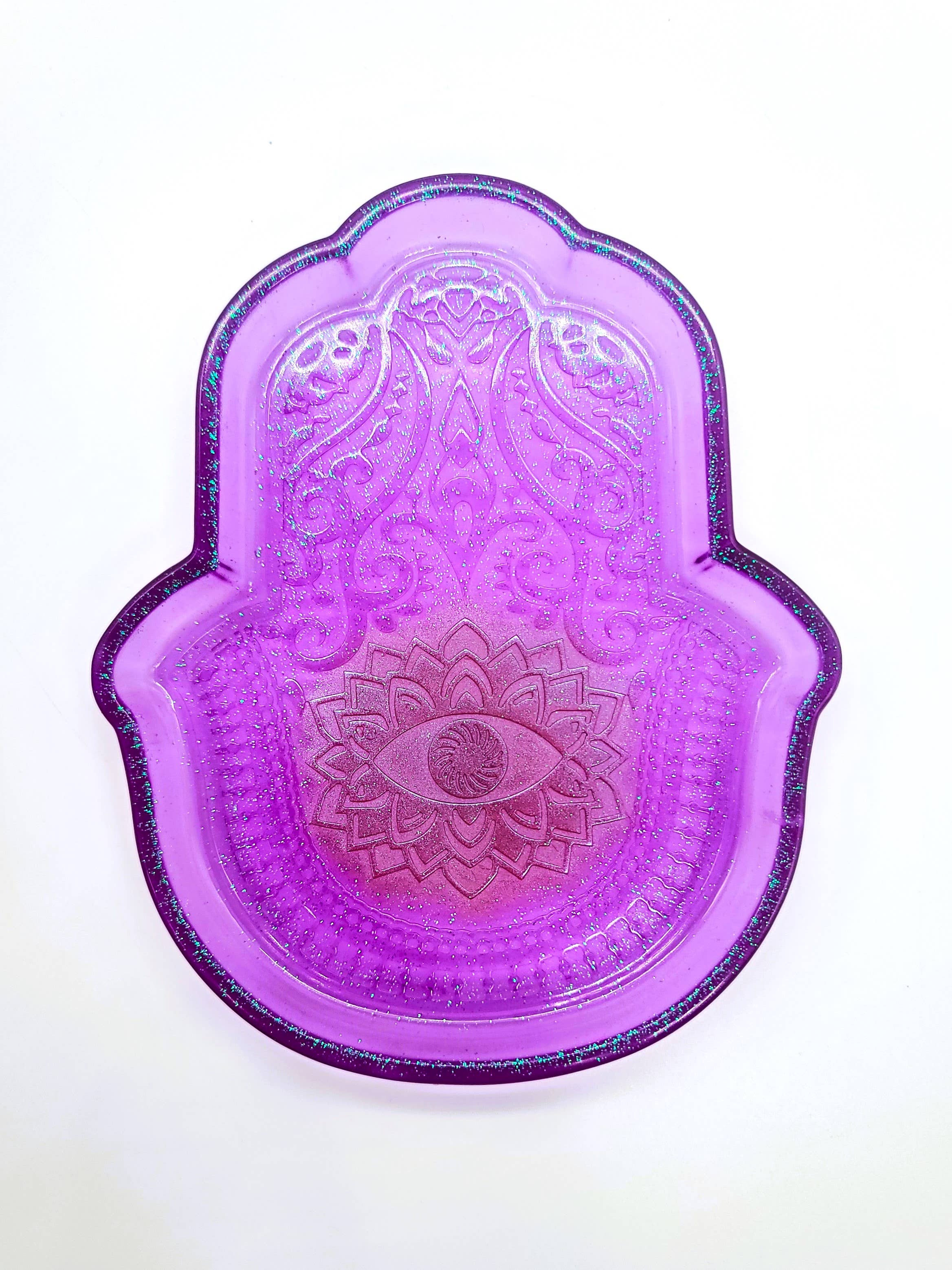 Slightly Askew Art - Wholesale Jewelry Dish - Hamsa Hand Trinket Dish - Made with Resin & Color-Shift Mica26