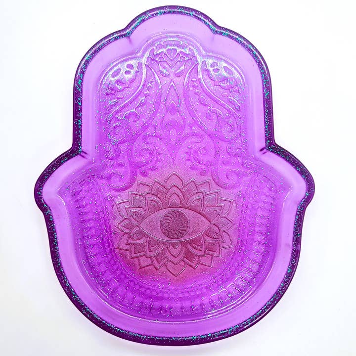 Slightly Askew Art - Wholesale Jewelry Dish - Hamsa Hand Trinket Dish - Made with Resin & Color-Shift Mica26