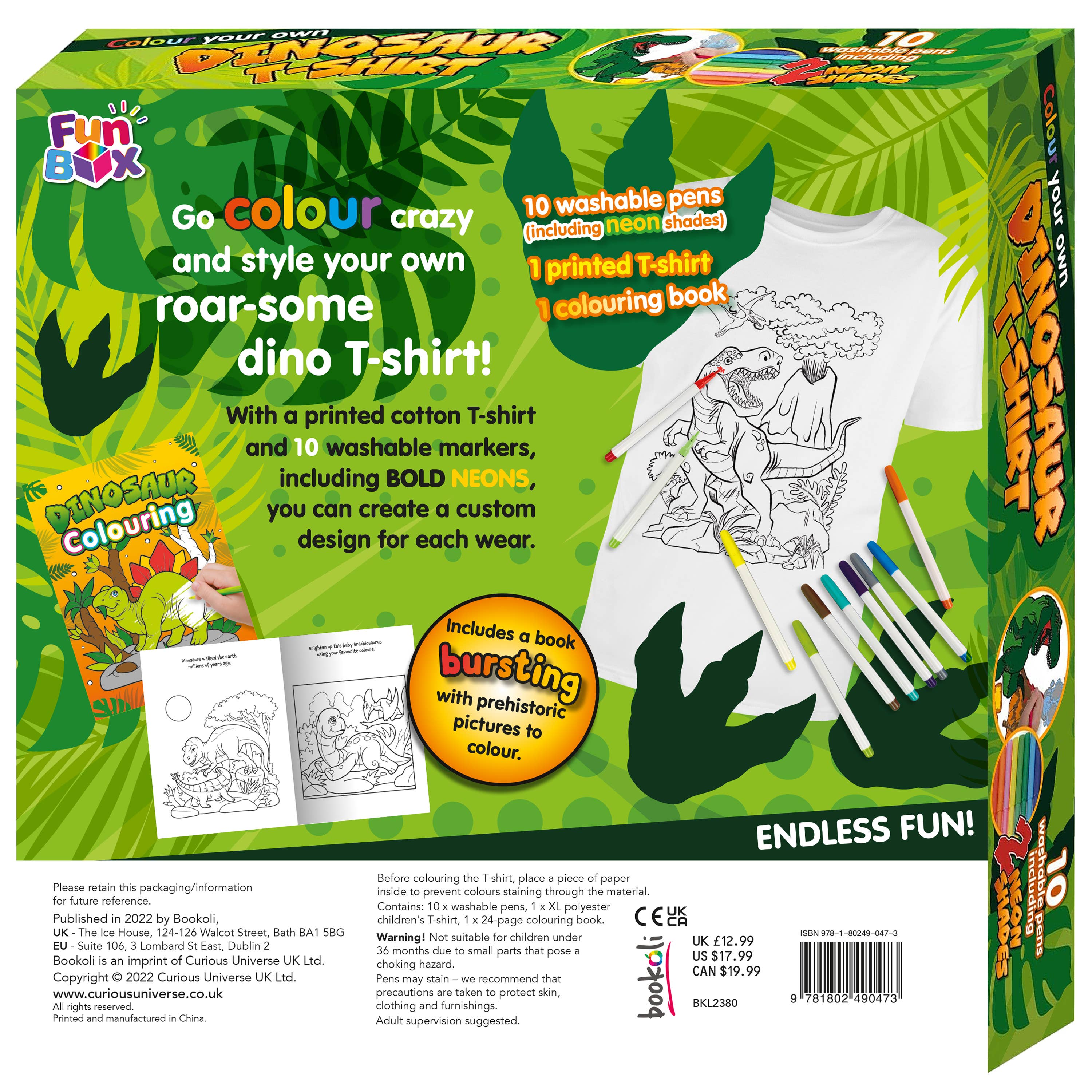 Hinkler Australia - Wholesale DIY craft kit – Child - Fun Box 7: Colour Your Own Dinosaur T-Shirt3