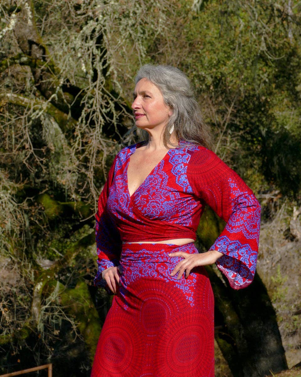 Zig Zag Asian Collection - Wholesale Blouse - Women's - Vivid Floral Mandala Wrap Top4