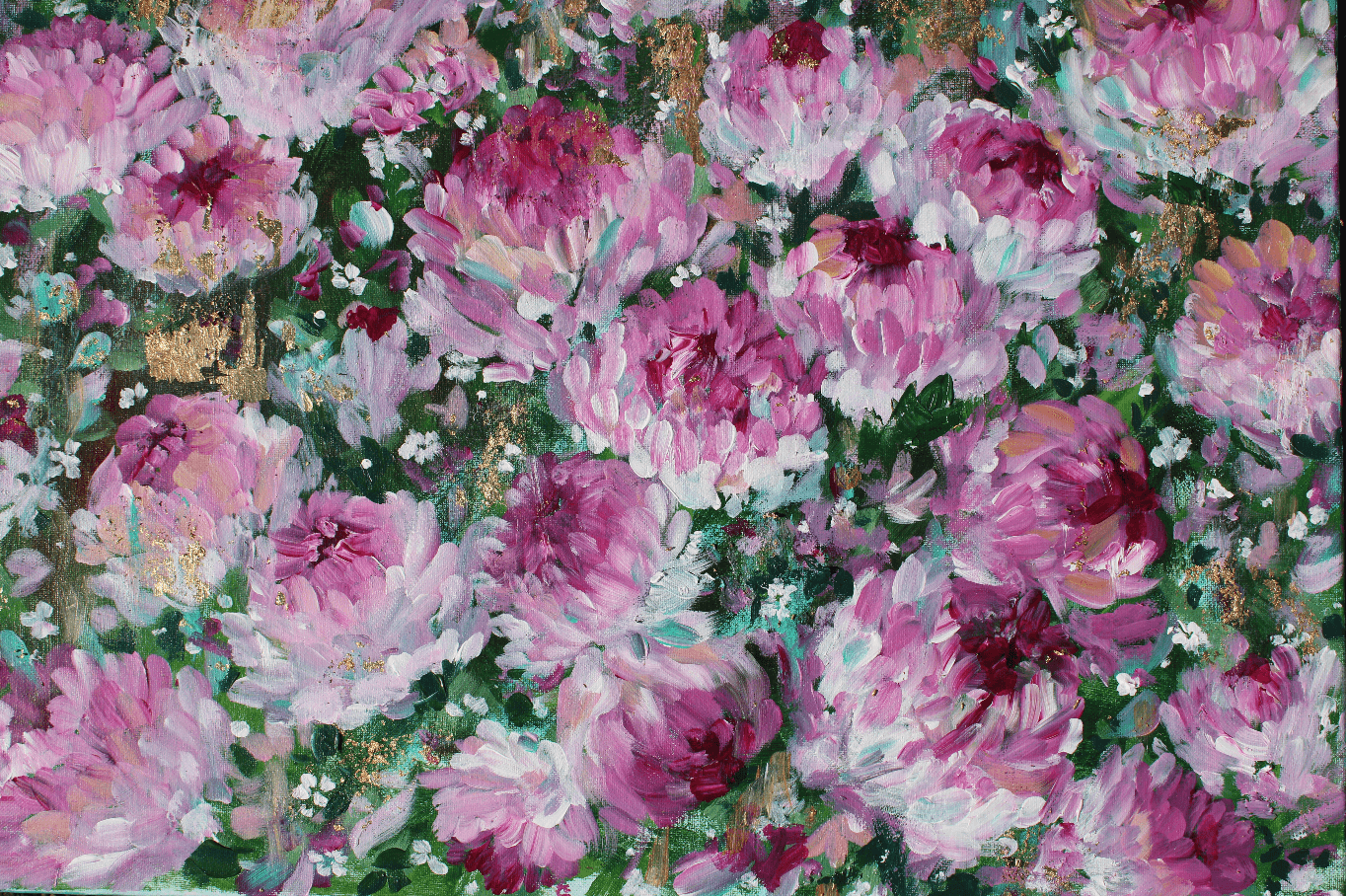 glad you're here co - Wholesale Painting/Drawing - Original Acrylic Painting on 16x20 Canvas with Gold Flecks • Pink Floral Abstract Wall Art • Modern Flower Artwork for Home Decor2