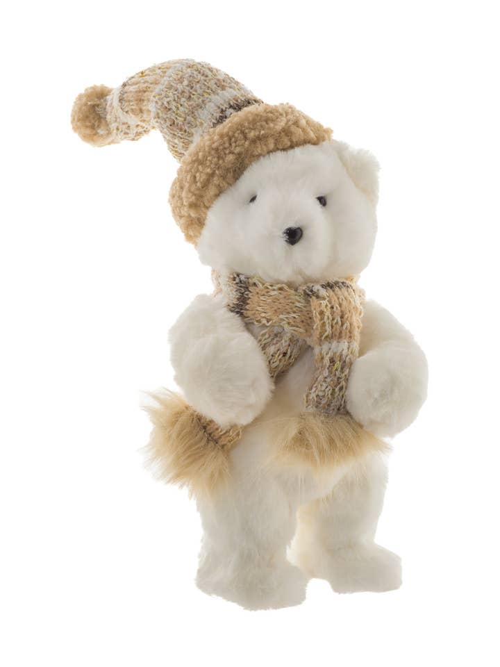 White Bear Figurine with Winter Scarf for wholesale by Starlight Collection