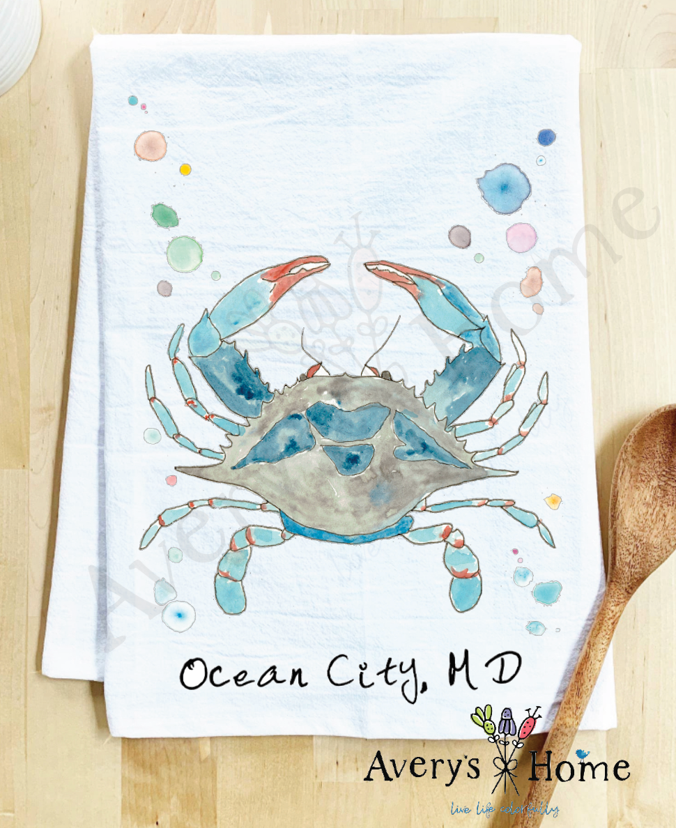 Avery's Home - Wholesale Tea Towel - Blue Crab Ocean Customizable Coastal Tea Towel45