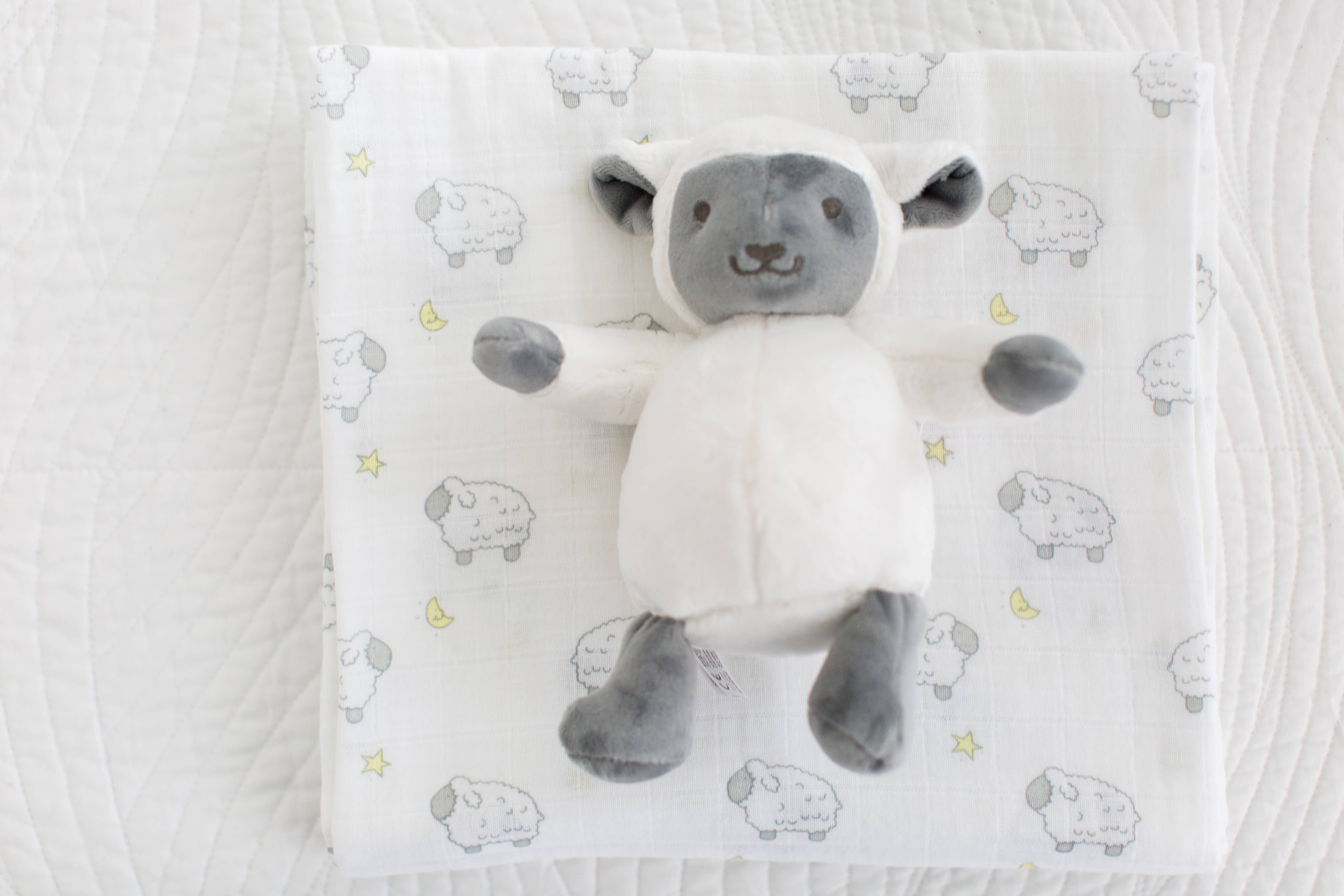 SwaddleDesigns - Wholesale Swaddle – Baby - Little Lambs & Stars Muslin Swaddle Blanket, Premium Cotton6