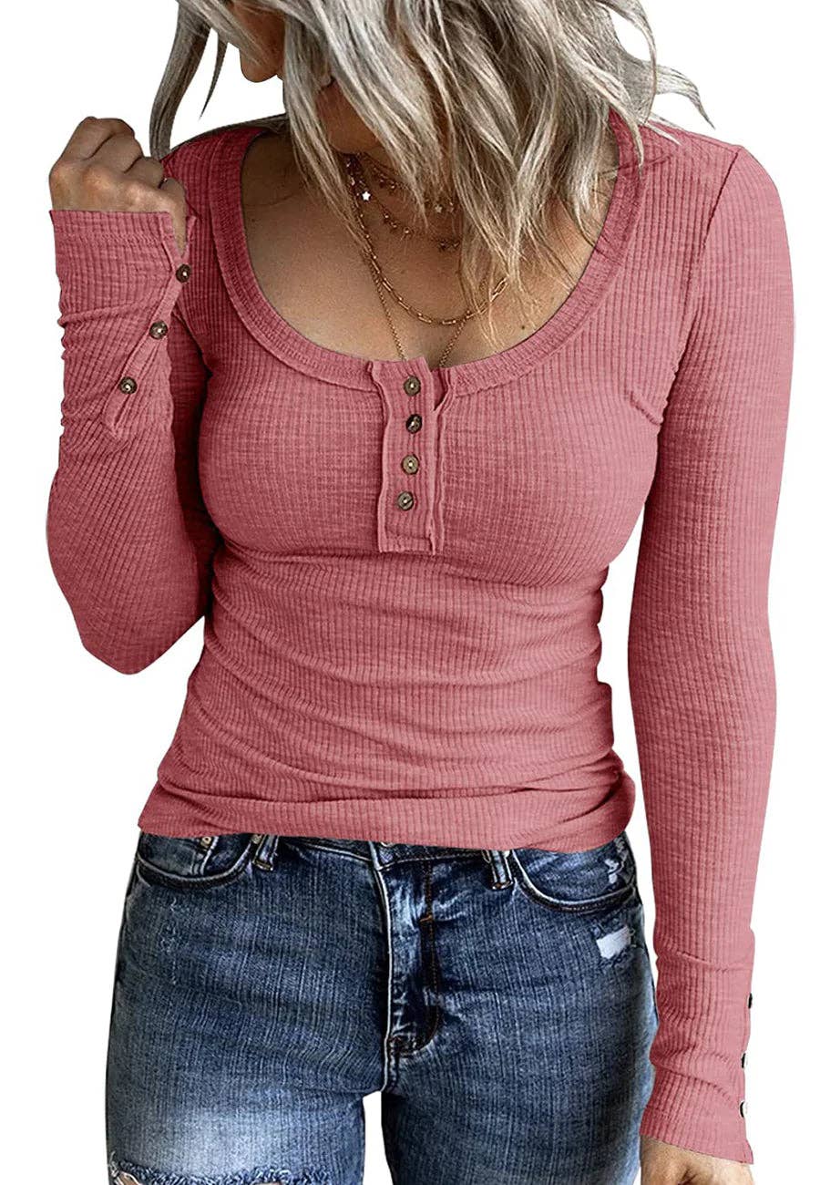 Anna Kaci Wholesale - Vente Haut en maille – femme - Haut Henley ajusté en tricot côtelé18