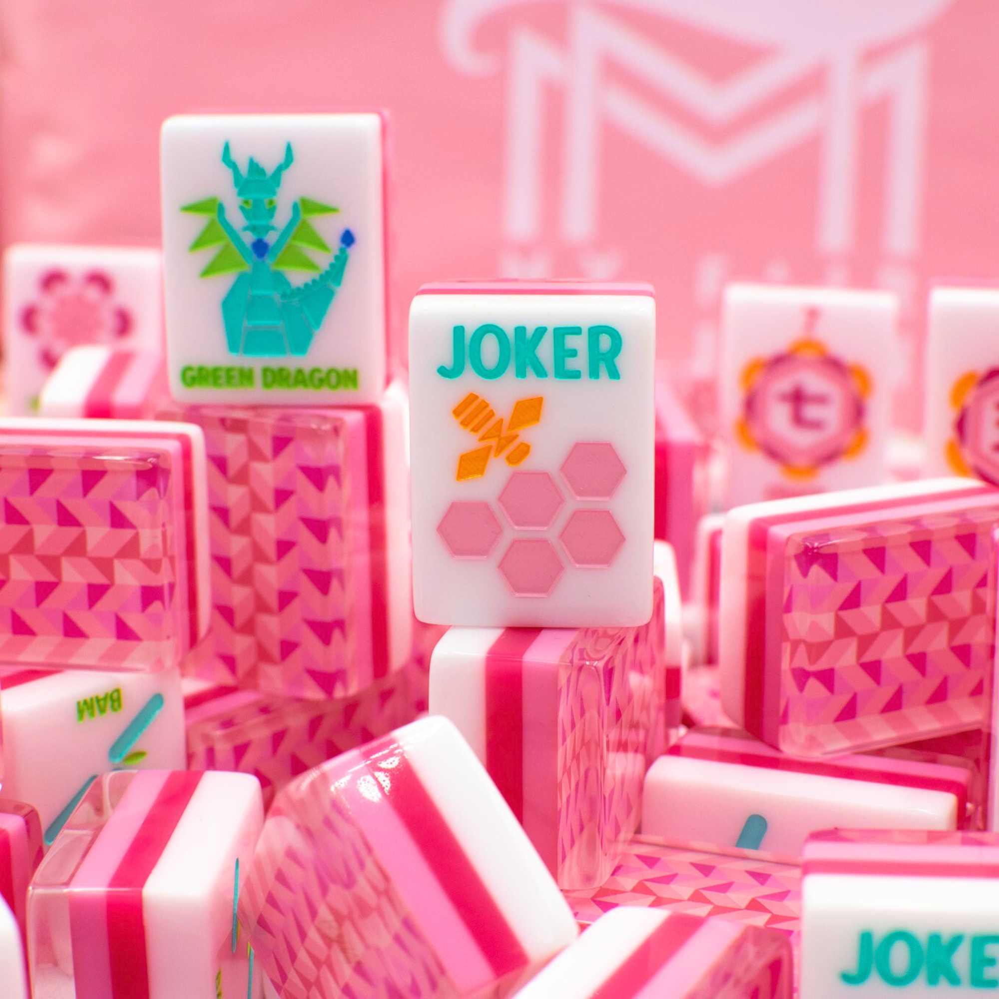 My Fair Mahjong - Wholesale Board Game - Crystal Prism Pink | Mahjong with Bold Angles and Vibrant Vibes | 1.25" x 0.9" x 0.7"17