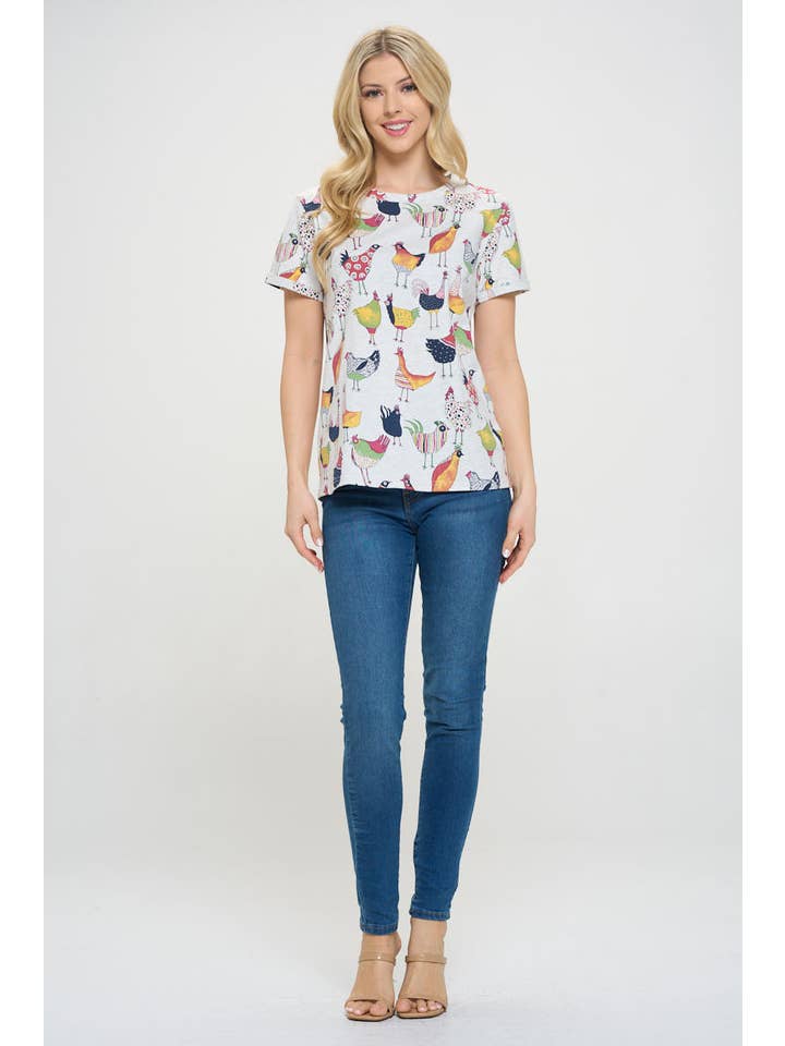 SM WARDROBE - Wholesale T-Shirt - Women's - ROOSTER PRINT T-SHIRT