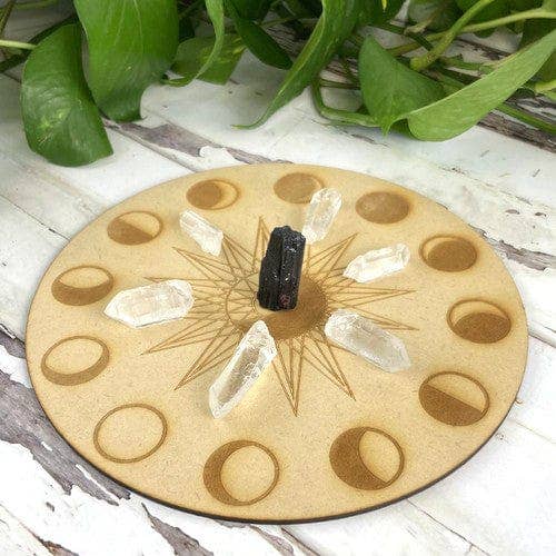 Rock Paradise - Wholesale Crystal Grid - Wood Crystal Grid - Celestial Moon Phases & Sun Moon Design3