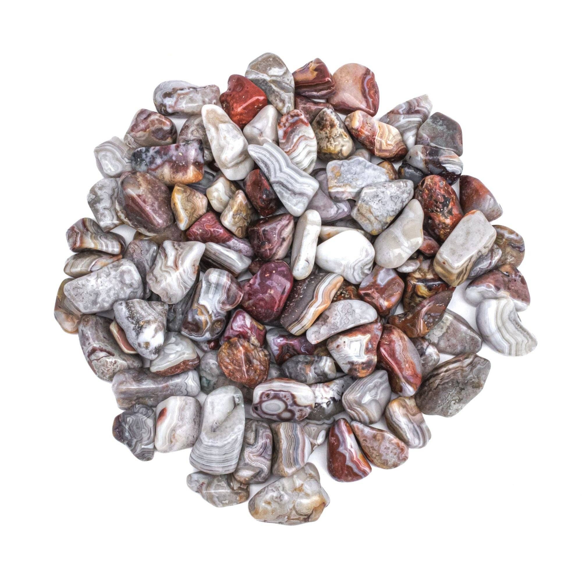 Tree of Life Gems – Großhandel Spiritueller Stein/Kristall – Mittelgroßer, getrommelter mexikanischer Achat aus verrückter Spitze8