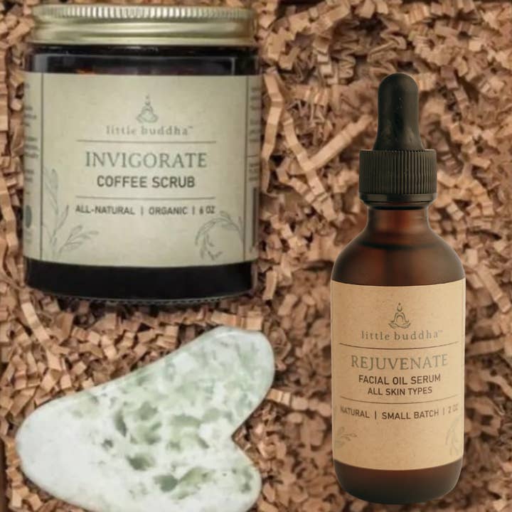 Gua Sha at Home Facial Spa Set | Facial Oil | Coffee Scrub for wholesale by Little Buddha by Daisy