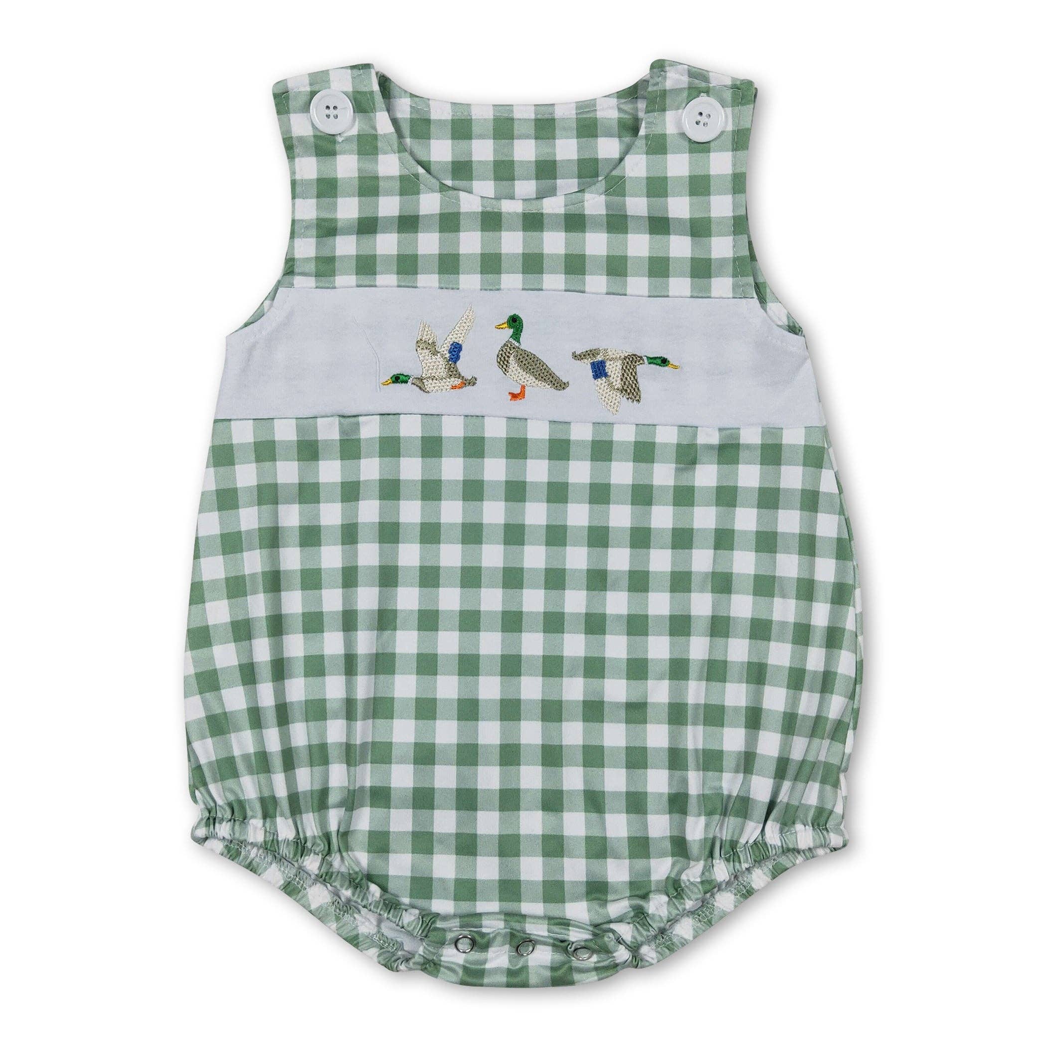 Yawoo Garments - Wholesale Bodysuit (Non-Footed) - Baby - Green plaid sleeveless duck baby boys summer romper