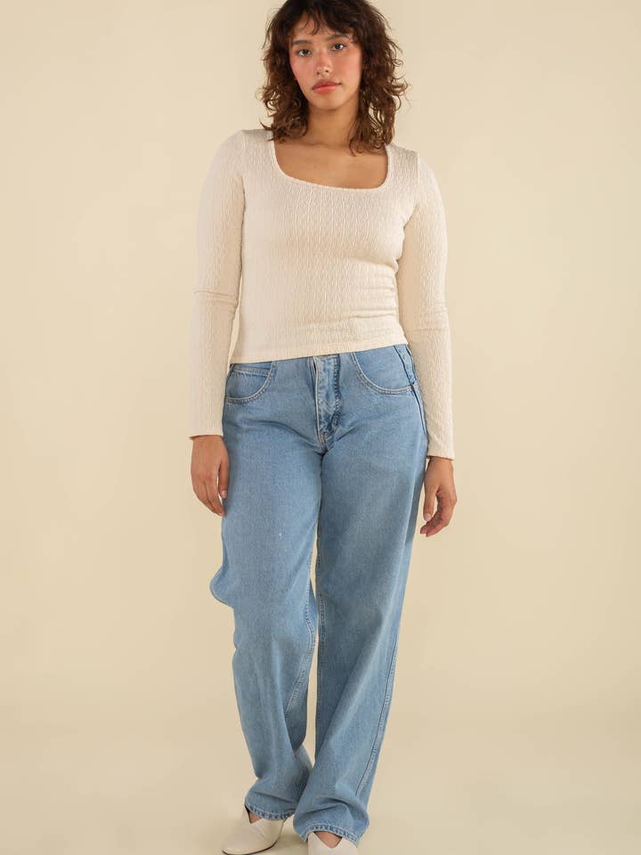 NLT - Wholesale Knit Top - Women's - Murphy Square Neck Textured Long Sleeve Top6